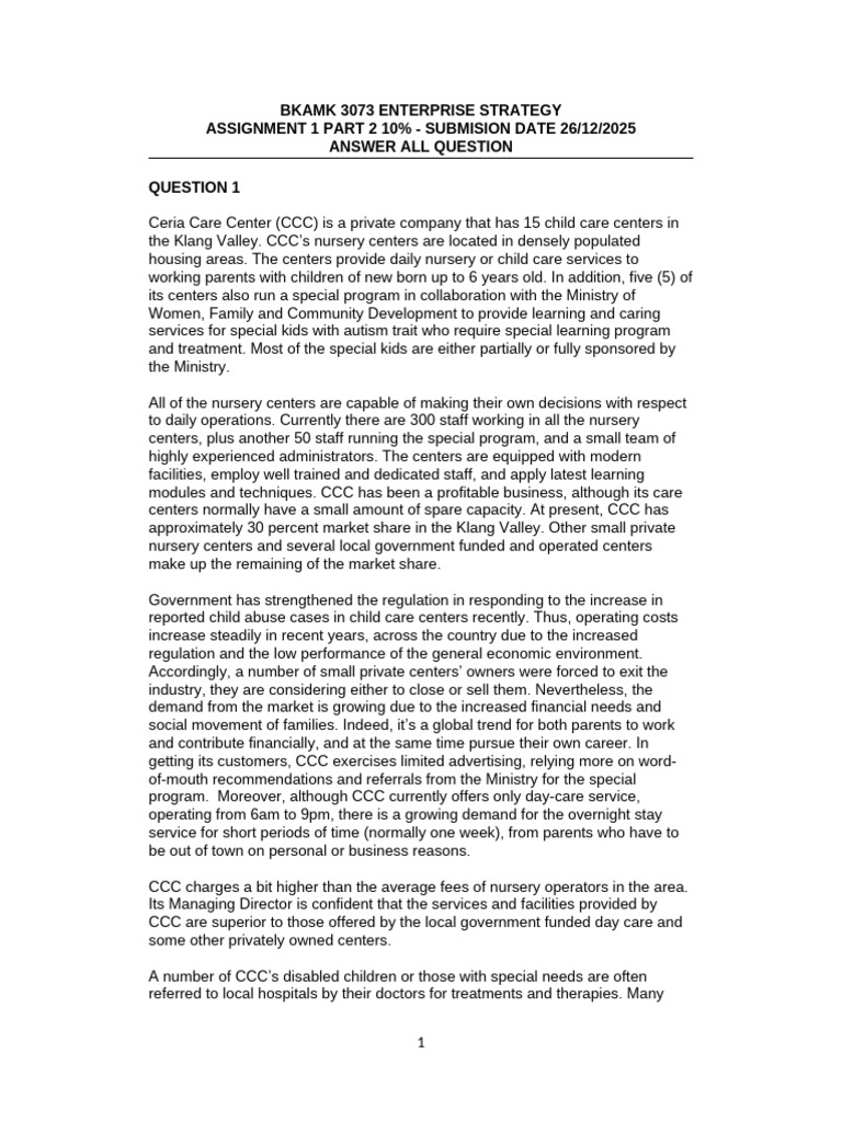 ES Assignment 1 Part 2 - Q | PDF | Child Care | Preschool