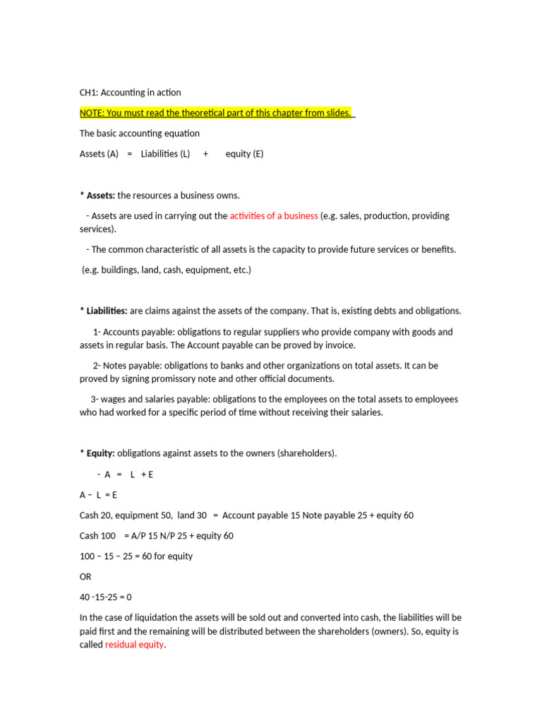 CH1 Accounting in Action | PDF | Equity (Finance) | Retained Earnings