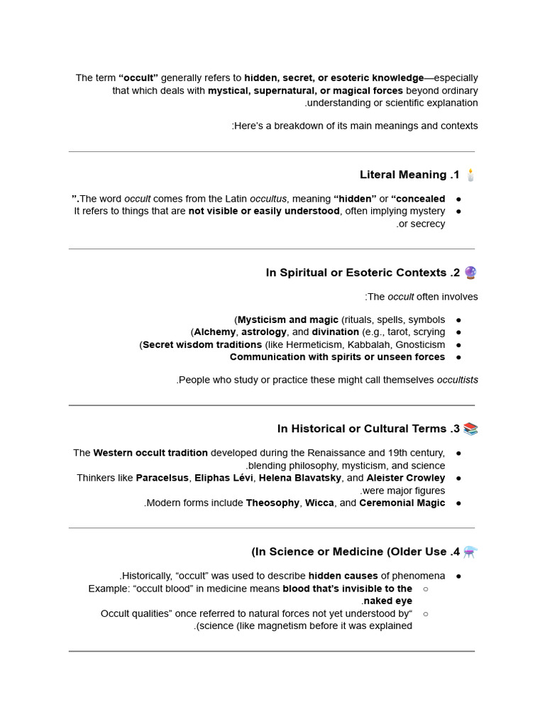 Understanding the Occult's Meaning | PDF | Occult | Western Esotericism