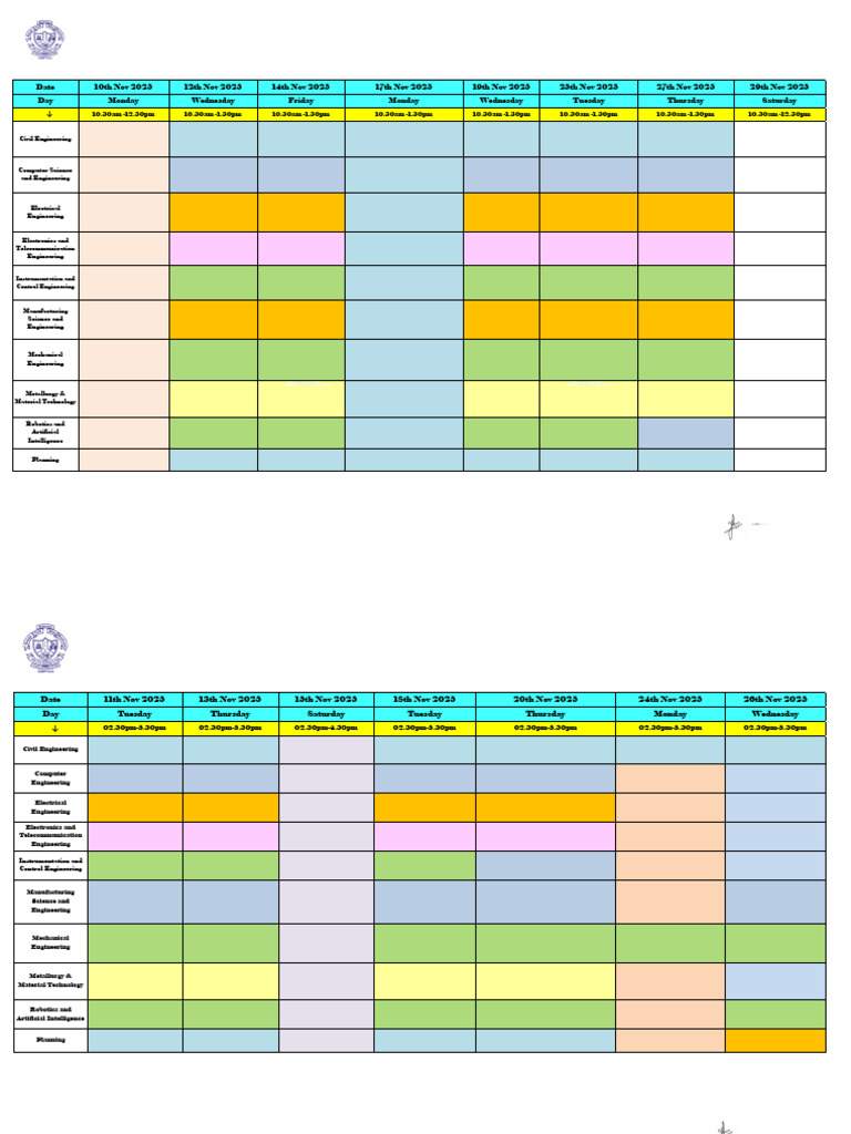 END SemTime Table Nov-Dec 2025-26 Odd Sem | PDF | Engineering | Machines