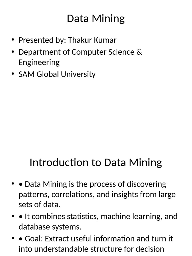 Data Mining Presentation Pdf