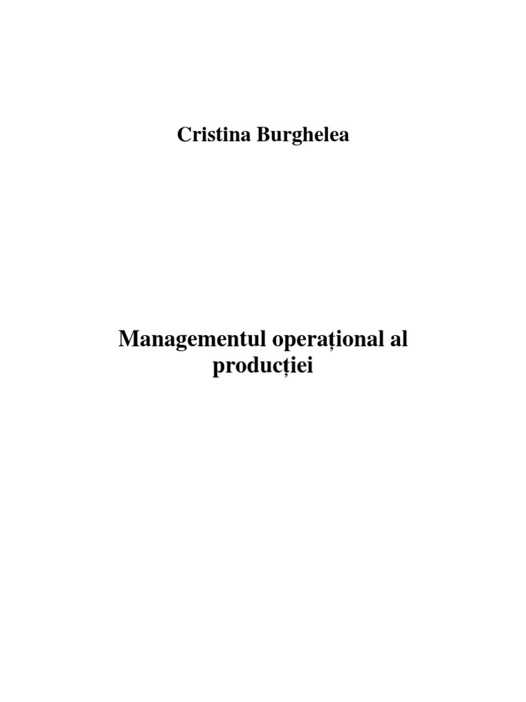 Managementul Operational Al Productiei PDF | PDF