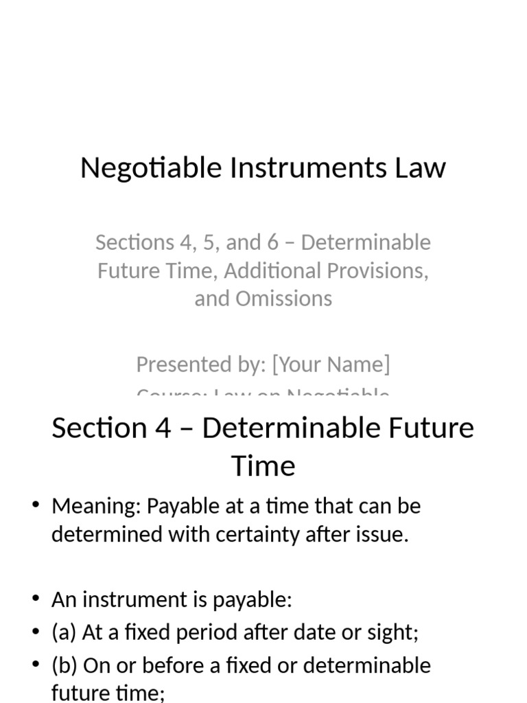 Negotiable Instruments Law Overview | PDF | Negotiable Instrument ...