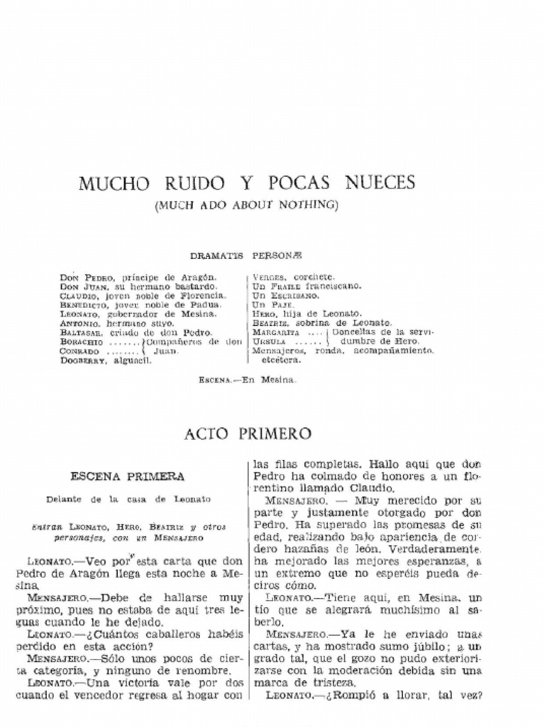 Shakespeare, William - Mucho Ruido y Pocas Nueces | PDF