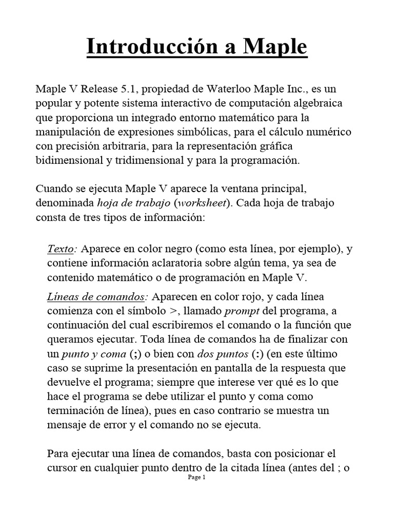 Introducción a Maple V: Computación Algebraica | PDF | Shell ...