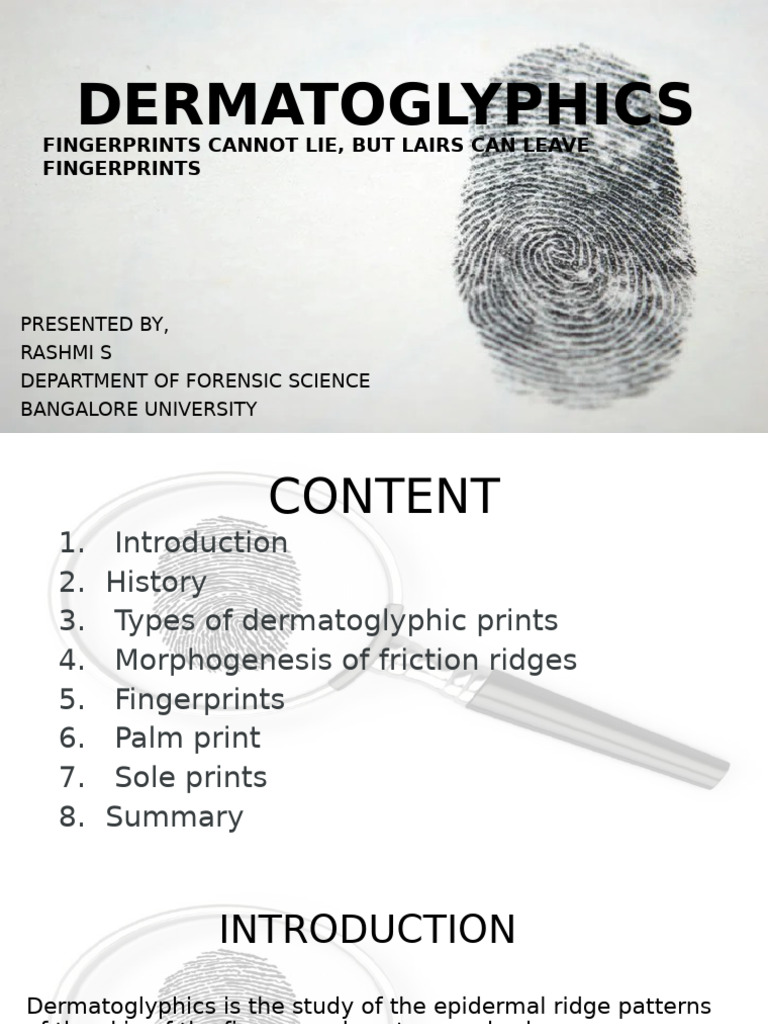 Understanding Dermatoglyphics in Forensics | PDF | Fingerprint | Hand