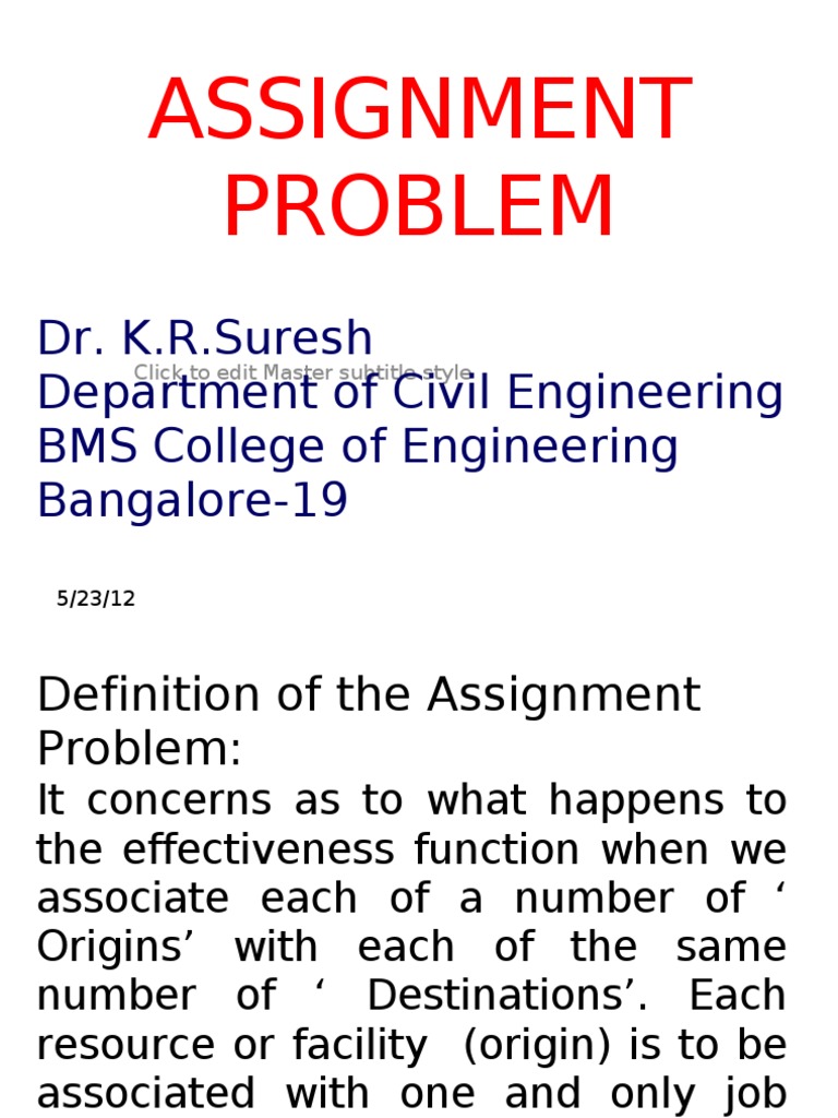 Assignment Problem | PDF | Computational Science | Numerical Analysis