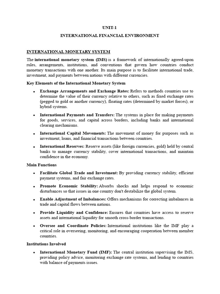 Overview of International Monetary System | PDF | Bretton Woods System ...