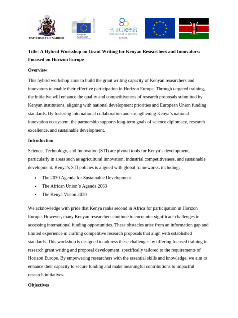 Grant Writing Workshop for Kenyan Researchers | PDF | Kenya ...