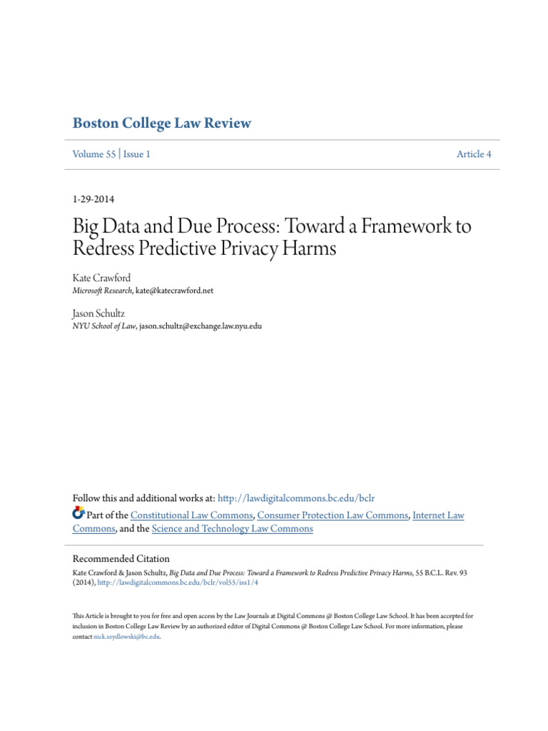 Crawford & Schultz, Big Data and Due Process (2014) | PDF | Privacy ...
