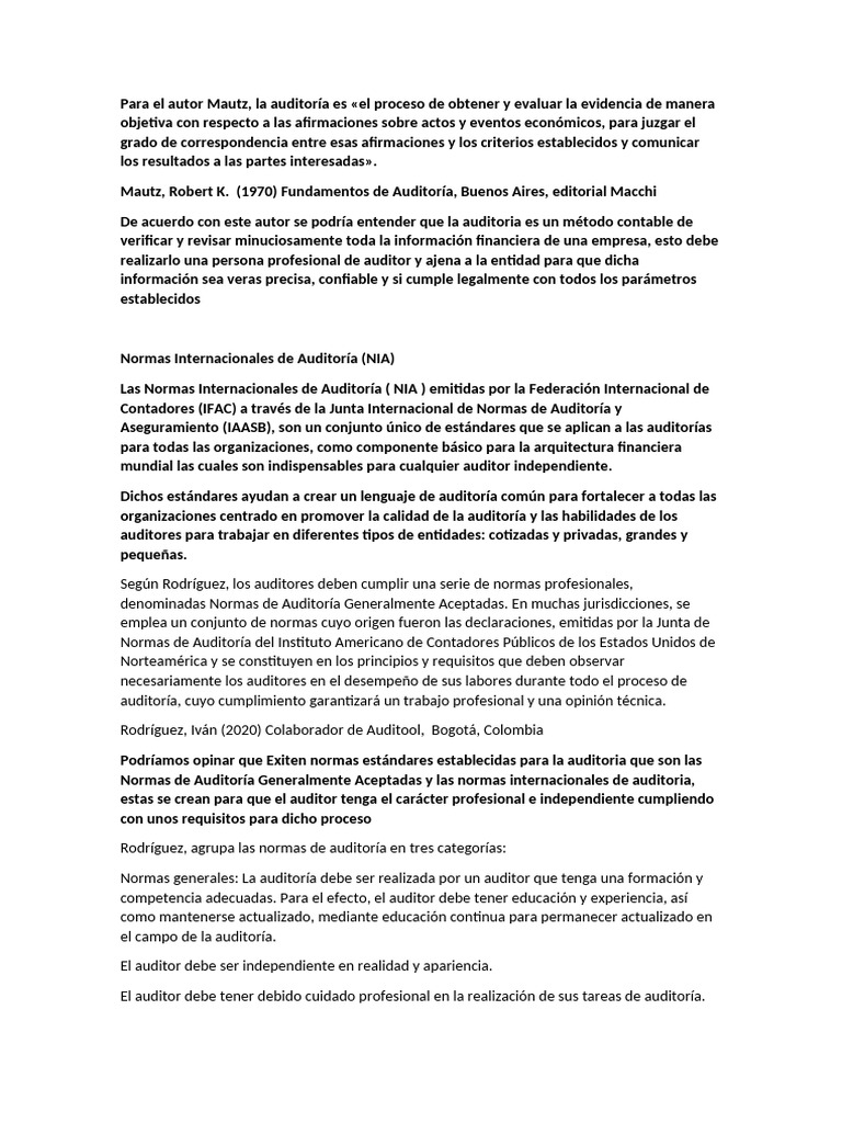 Normas y Proceso de Auditoría Financiera | PDF | Auditoría | Contralor