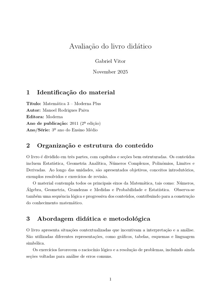Avaliação do Livro Didático de Matemática | PDF | Matemática | Geometria