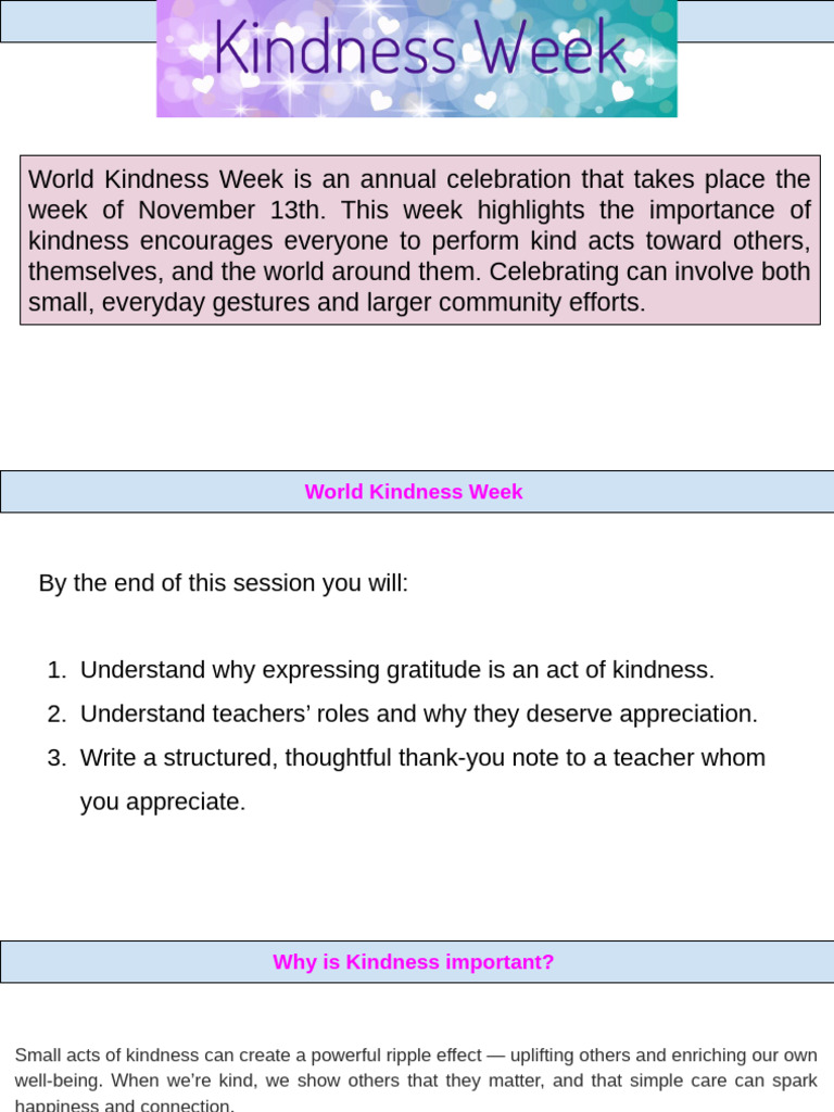 Celebrating Kindness Week: Thank You Notes | PDF | Gratitude | Happiness