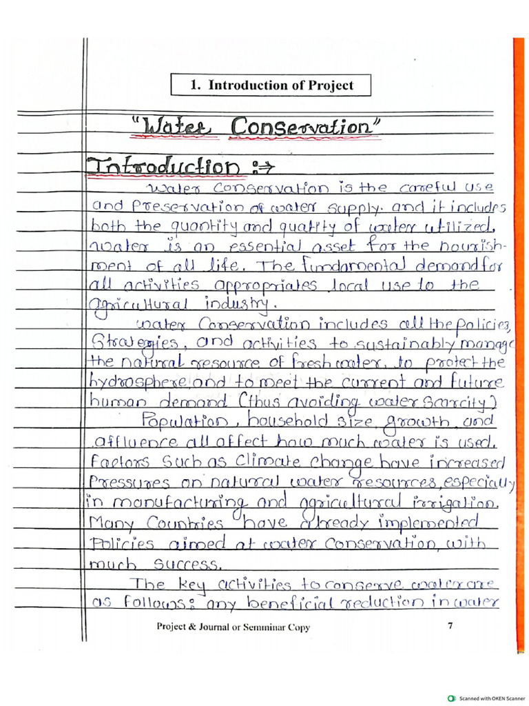 STD 12th EVS Project - Water Conservation | PDF