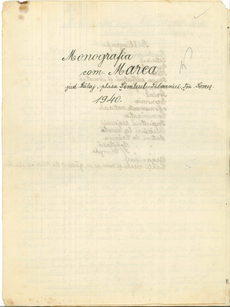 Monografie - Comuna Marca - 24 Februarie 1940 2 | PDF