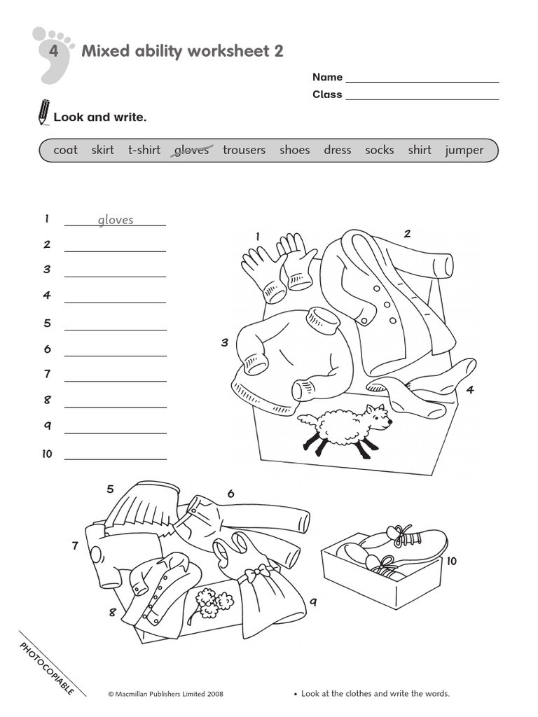 Clothing Vocabulary Worksheet | PDF
