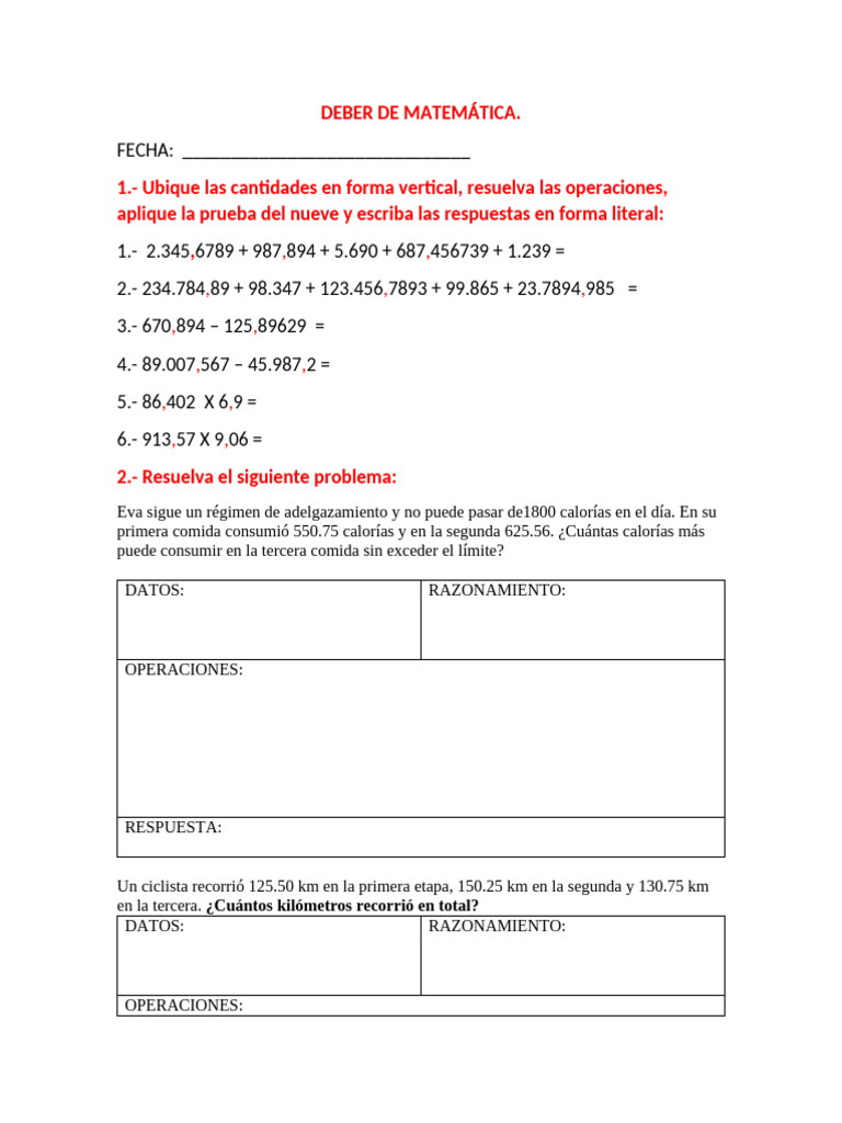 Ejercicios de Matemáticas y Problemas | PDF