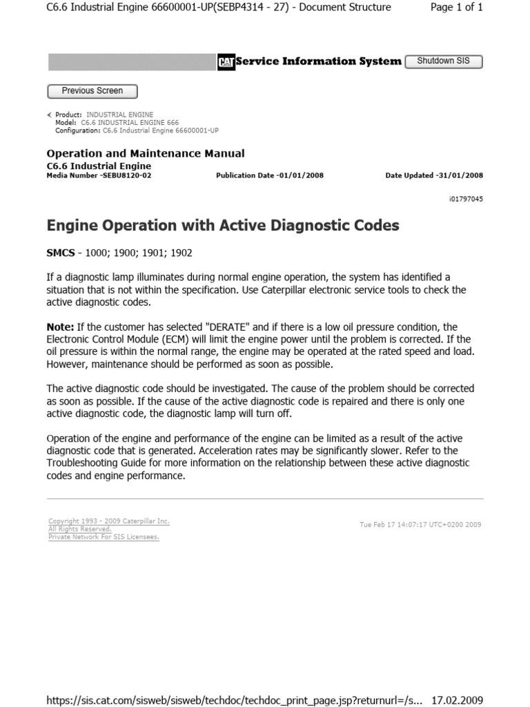 C6.6 Engine Operation & Diagnostics Guide | PDF