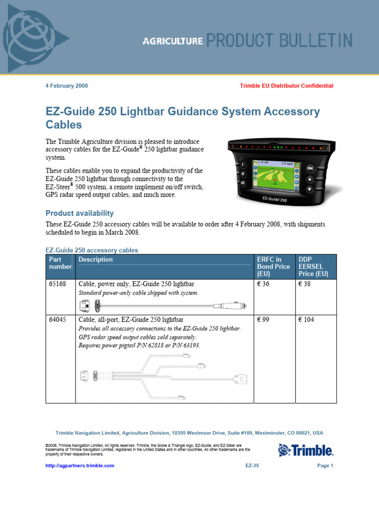 EZ-Guide 250 Accessory Cables Overview | PDF | Computing | Electronics
