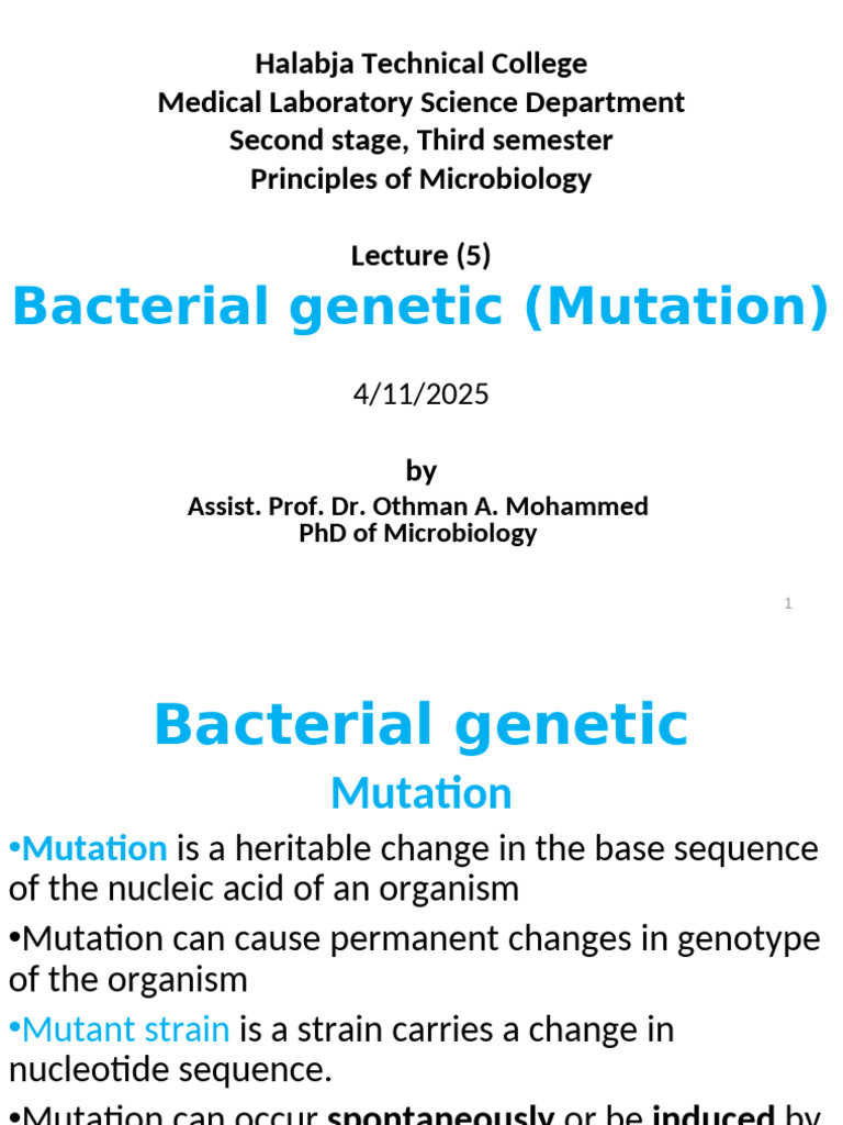 Theory (5), Microbial Genetic (Mutation) | PDF | Mutation | Point Mutation
