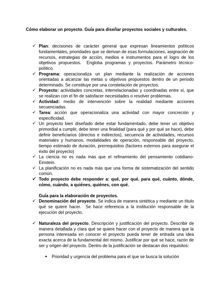 Guía para diseñar proyectos sociales | PDF | Presupuesto | Planificación