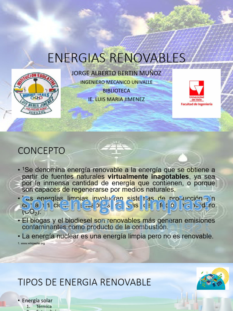 Tipos y Panorama de Energías Renovables | PDF | Energía renovable | Turbina