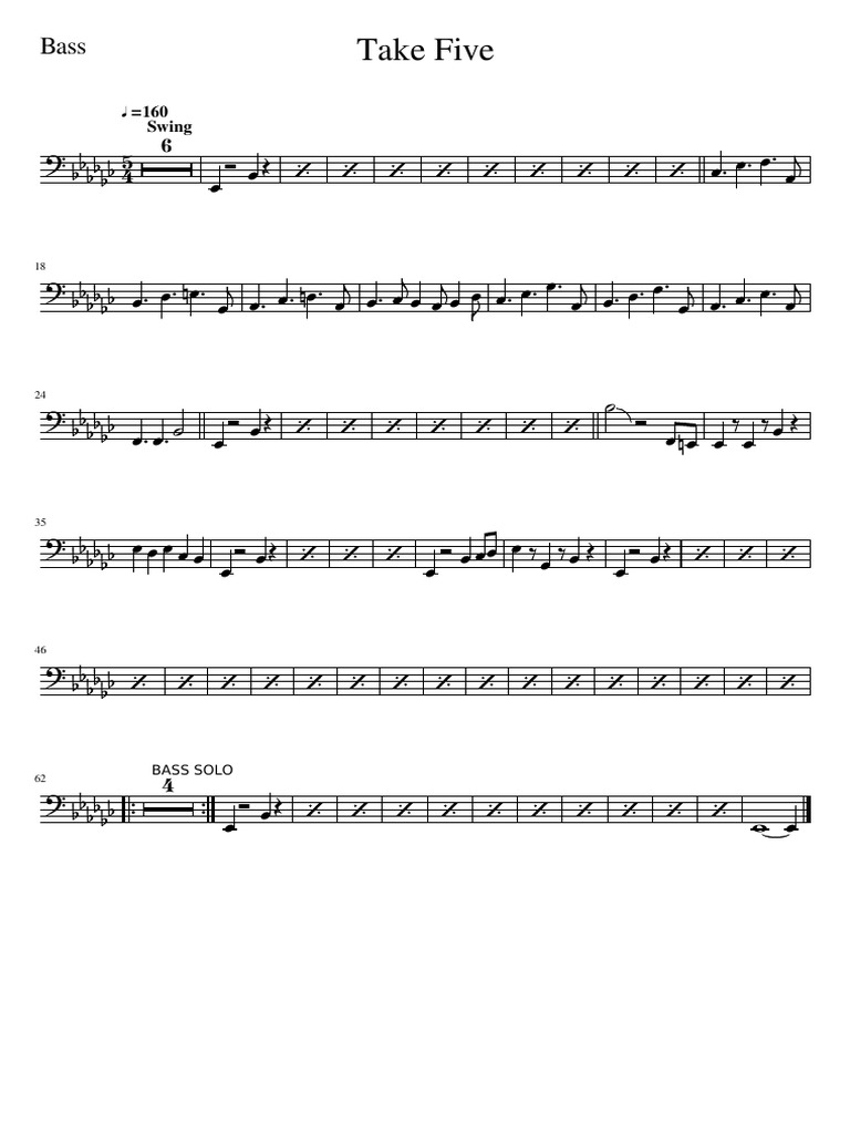 Bass Solo Sheet Music: Take Five | PDF