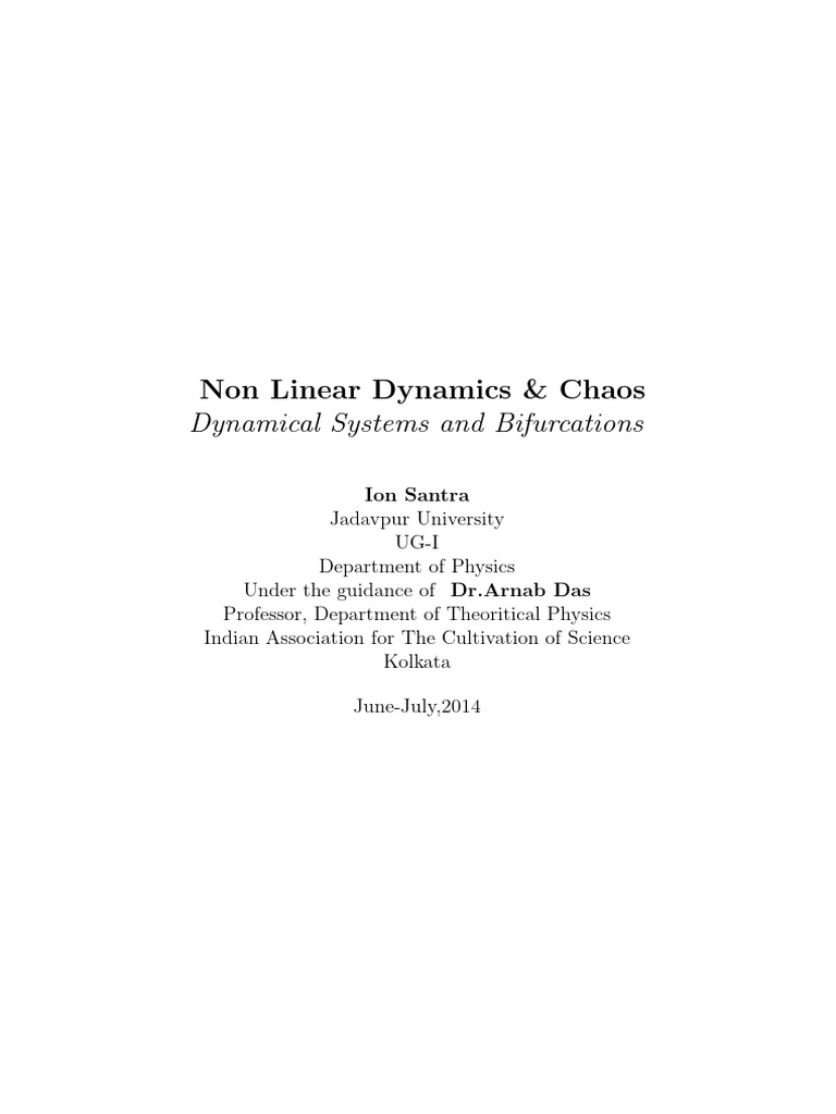 Nonlinear Dynamics and Bifurcation Analysis | PDF | Nonlinear System ...
