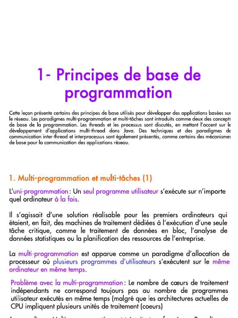 Chapitre1 Principes de Base de Programmation Reseau | PDF