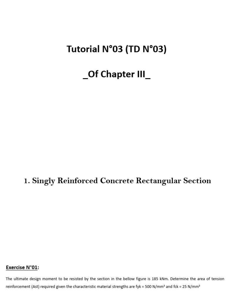 TD N°03 - of Chapter III | PDF | Reinforced Concrete | Concrete