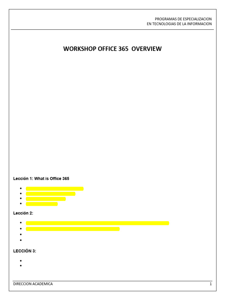 Taller de Introducción a Office 365 | PDF | Microsoft Office | Software ...
