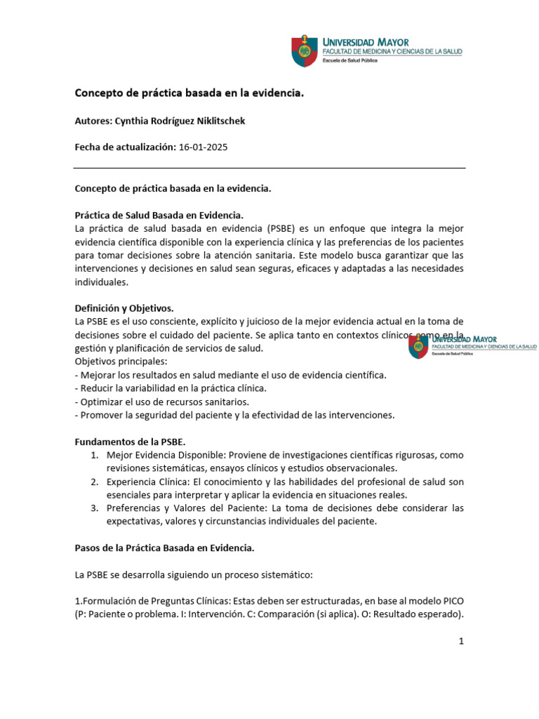 2 - Concepto de práctica basada en la evidencia. | PDF | Evidencia ...