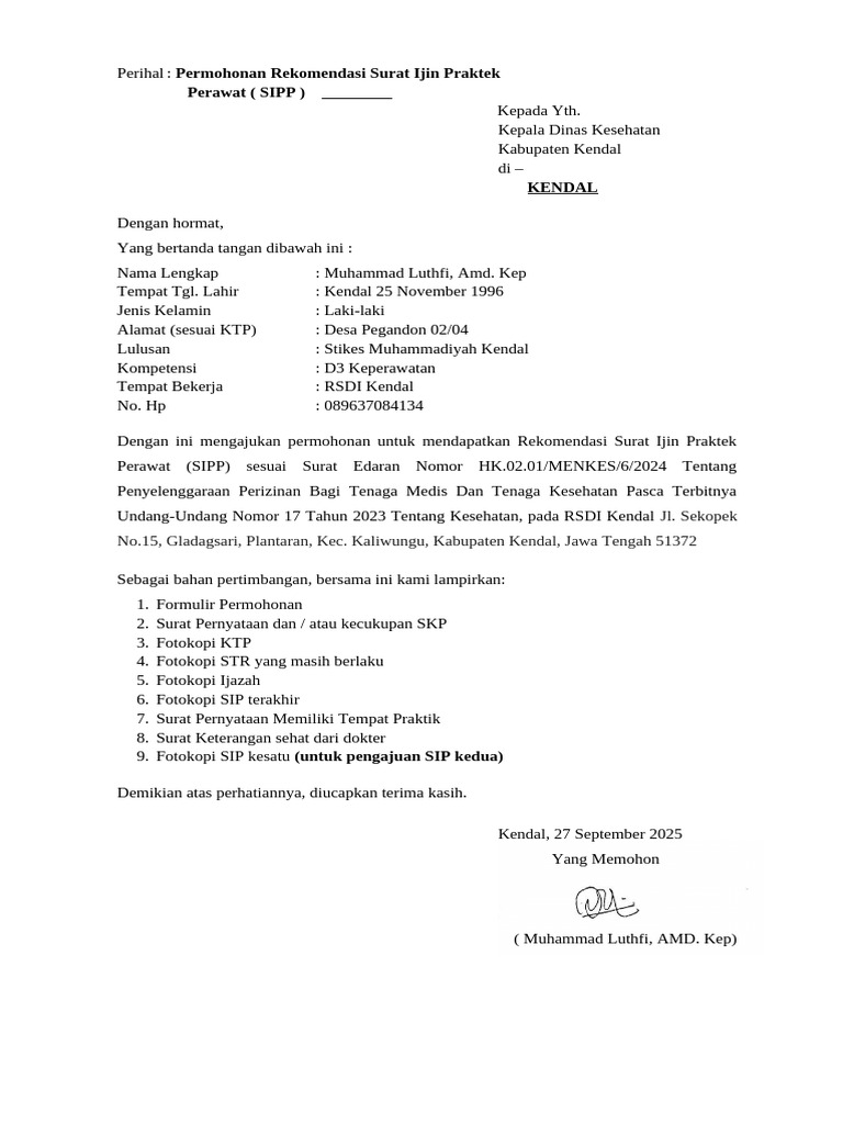 Form SIP Perawat | PDF