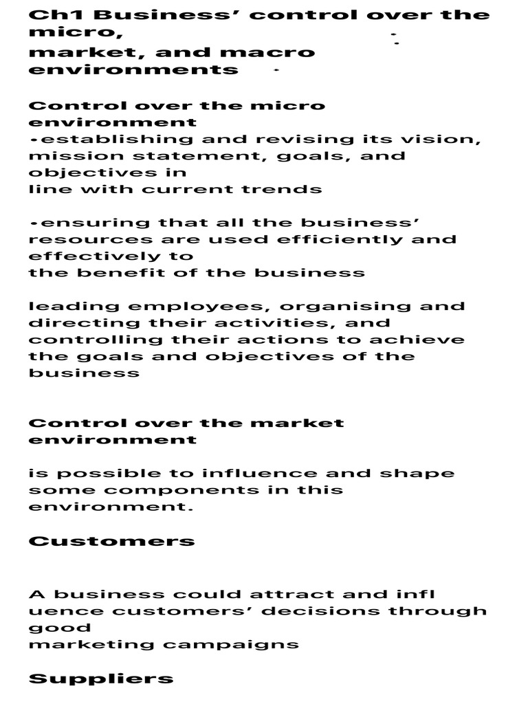Ch1 Business' Control Over The Micro | PDF | Employment | Business