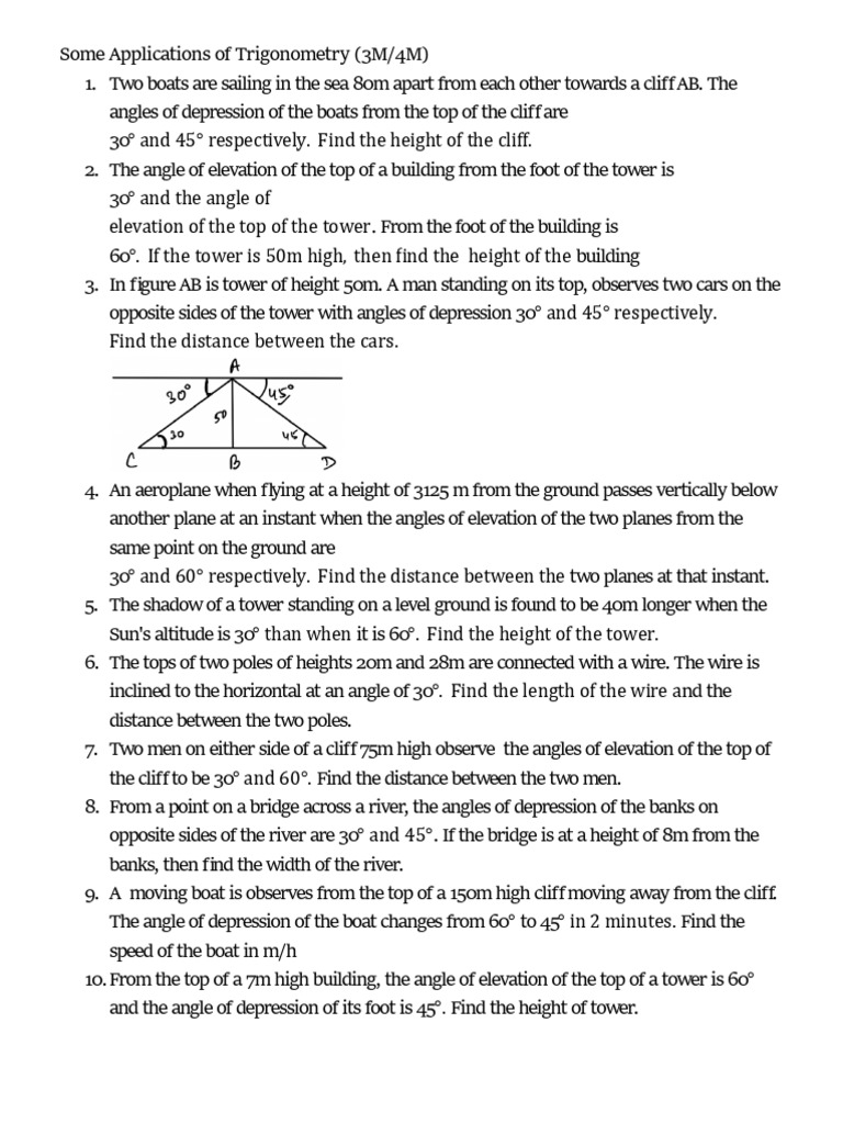 Trigonometry Applications in Real Life | PDF | Height | Angle