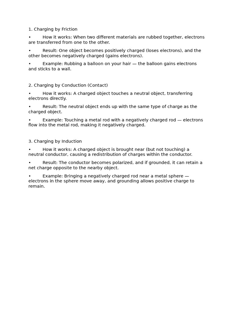 Three Methods of Charging Objects | PDF