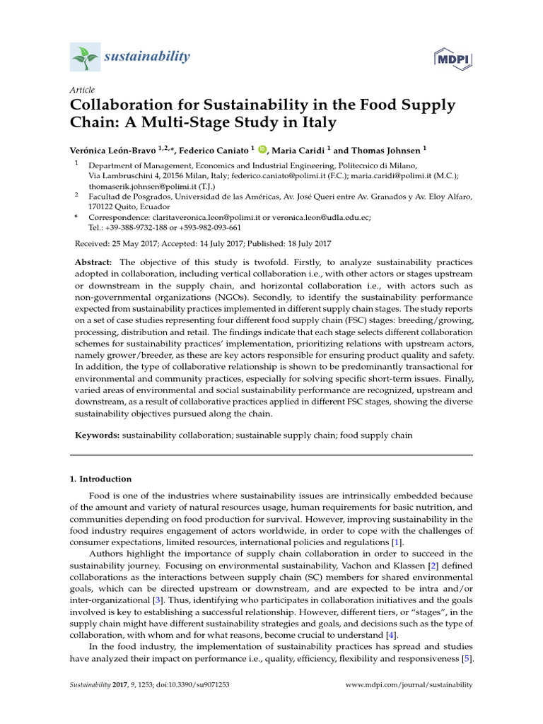 Sustainability Collaboration in Food Supply | PDF | Sustainability ...