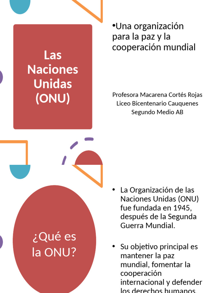 Las Naciones Unidas (ONU) : Una Organización Paralapazyla Cooperación ...