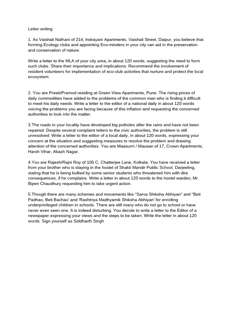 Letters Addressing Community Issues | PDF