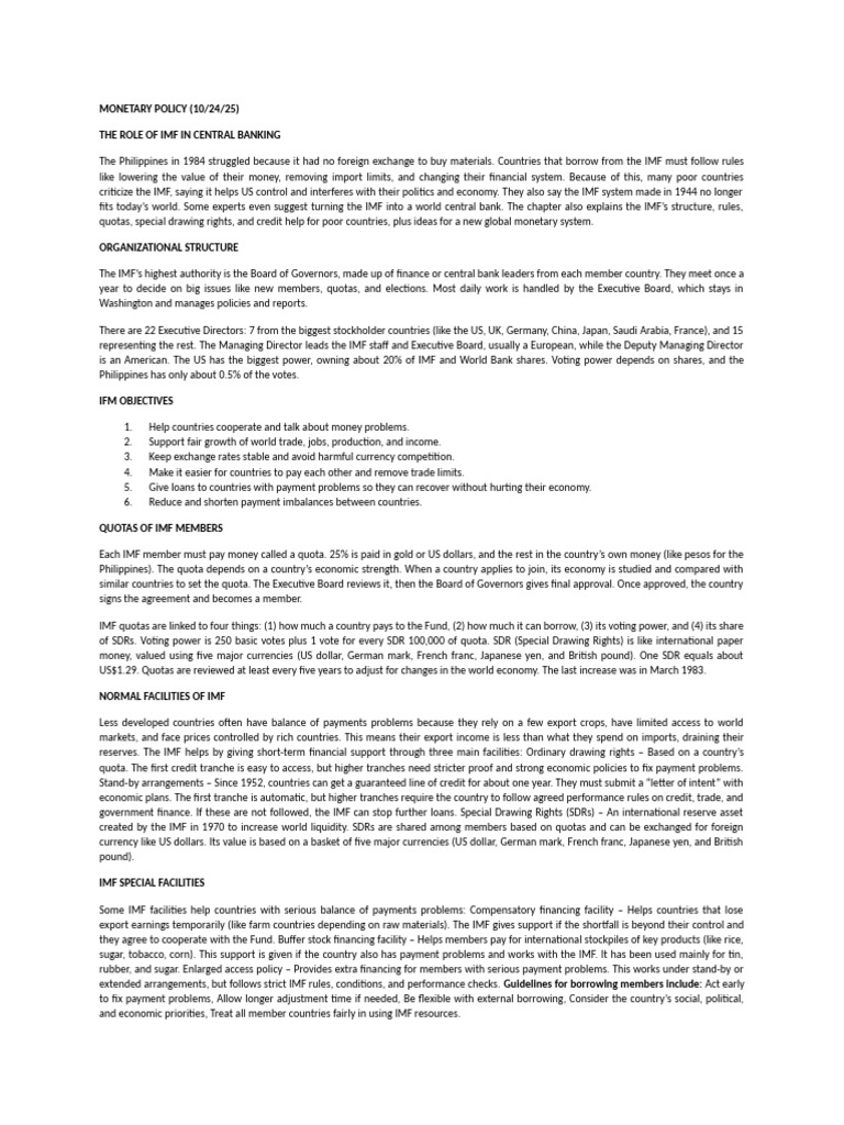 IMF's Role in Global Monetary Policy | PDF | Special Drawing Rights ...