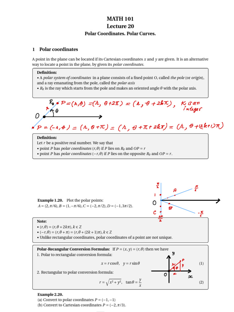 Polar Coordinates and Curves Explained | PDF | Coordinate System ...