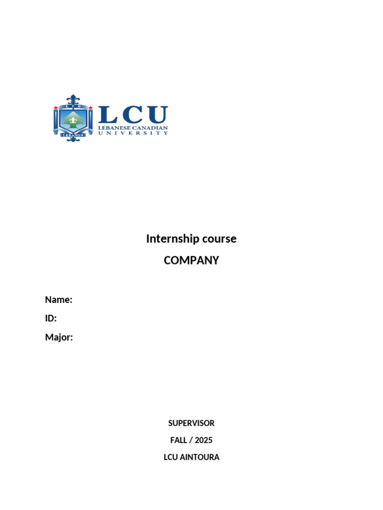 Internship Course Cover Page 2 | PDF