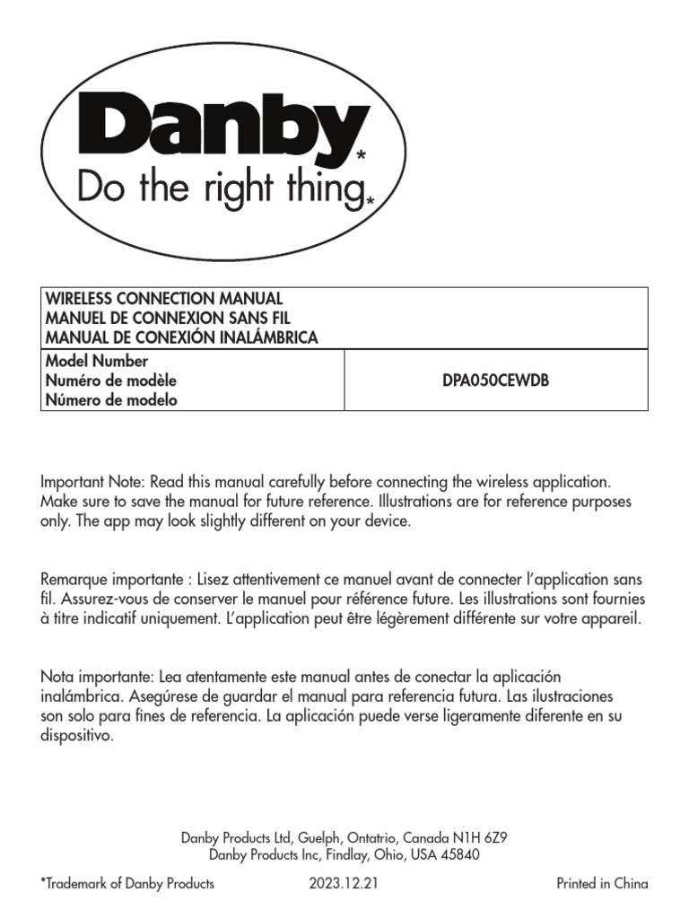 Danby Wireless Connection Manual DPA050CEWDB | PDF | Electronics ...