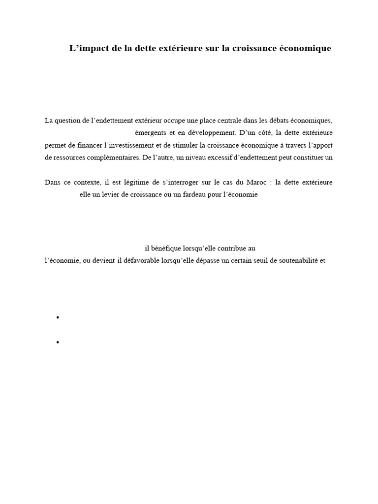 Dette extérieure et croissance au Maroc | PDF