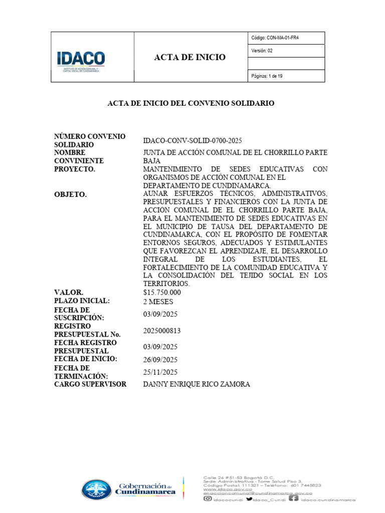 Acta de Inicio 0700-2025. | PDF