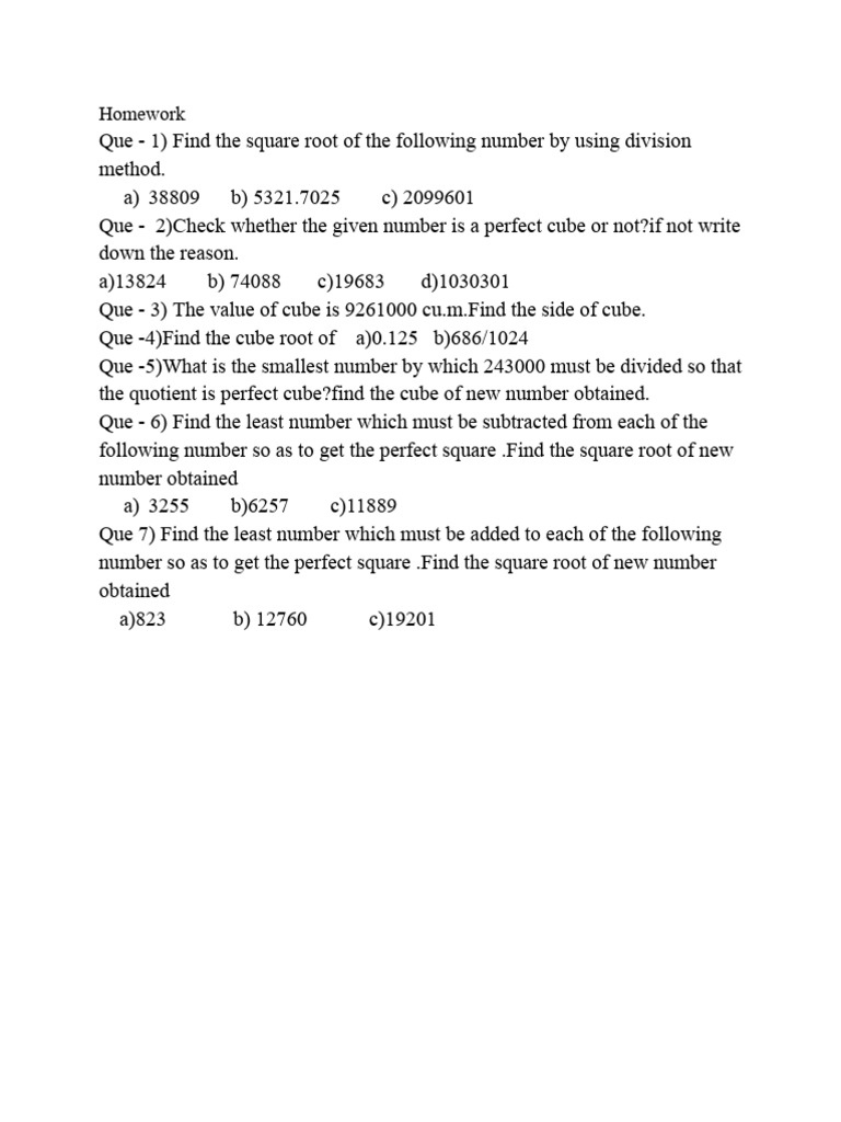 Homework For Class 8 | PDF