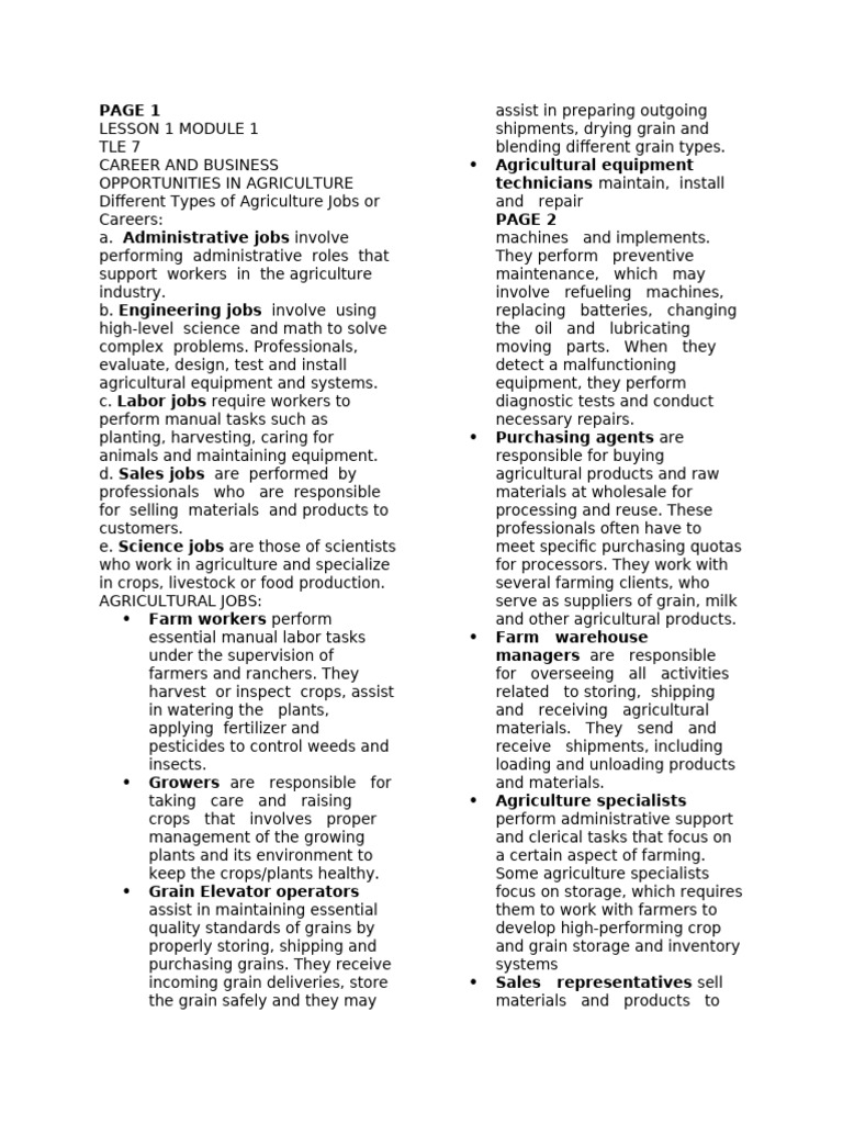 Agriculture Career Opportunities Guide | PDF | Agriculture | Farms