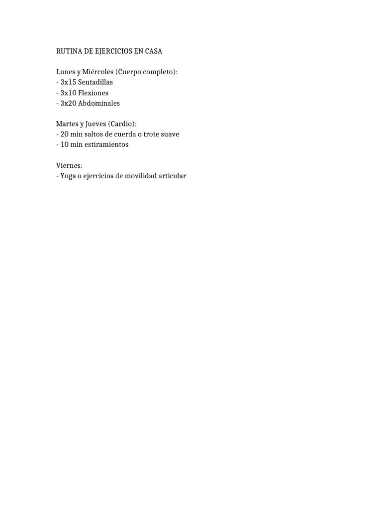 Rutina de Ejercicios en Casa Efectiva | PDF