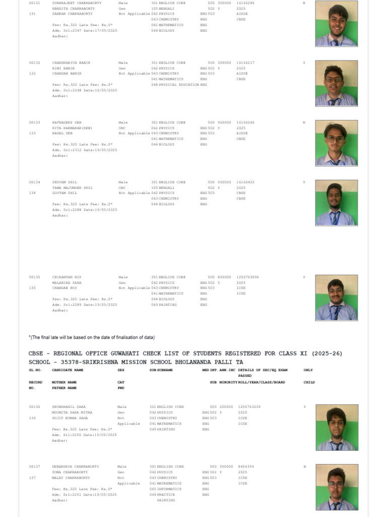 CBSE Class XI Student Registration 2025 | PDF | Government Of India ...