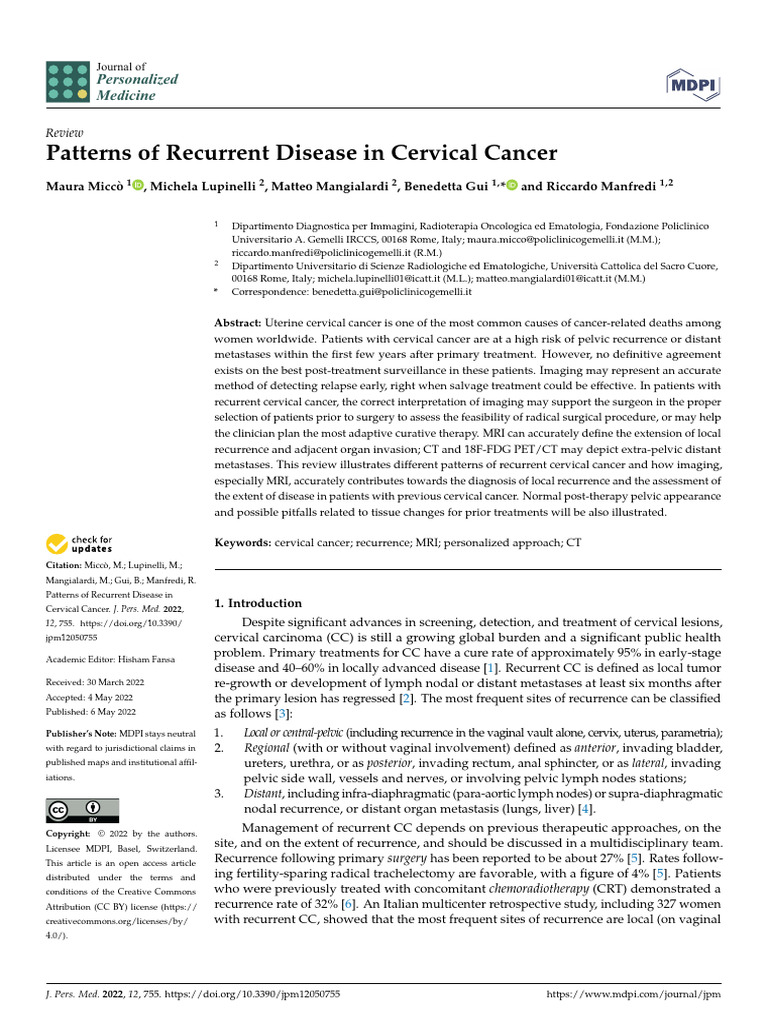 Recurrent Cervical Cancer Imaging Insights | PDF | Medical Imaging ...
